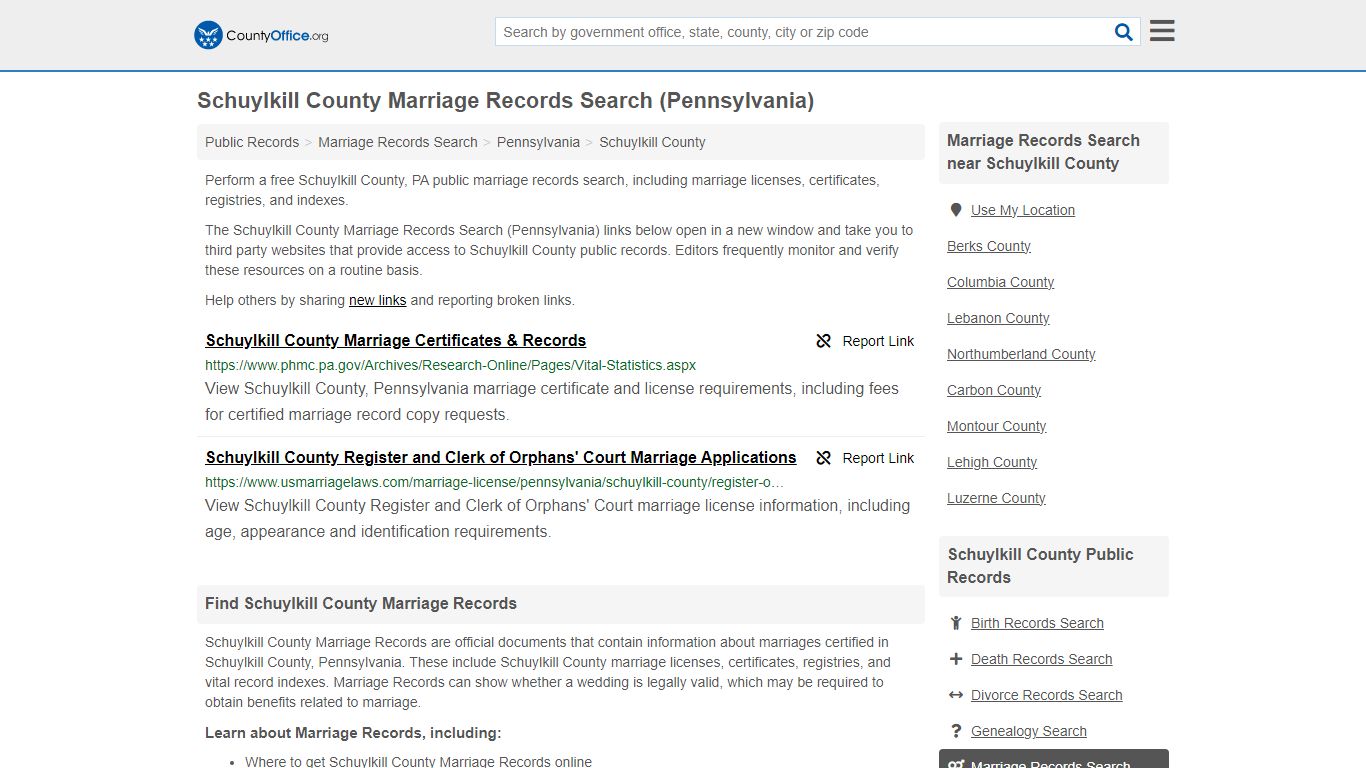 Marriage Records Search - Schuylkill County, PA (Marriage Licenses ...
