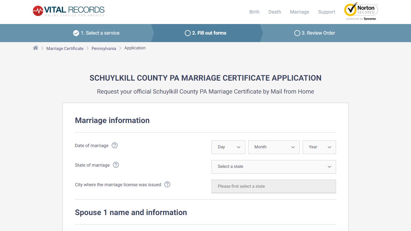 Schuylkill County PA Marriage Certificate Application